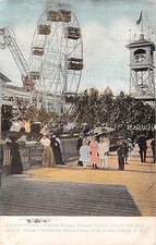 c.1905 Chime Tower Ferris Wheel Giant See Saw Coney Island NY post card