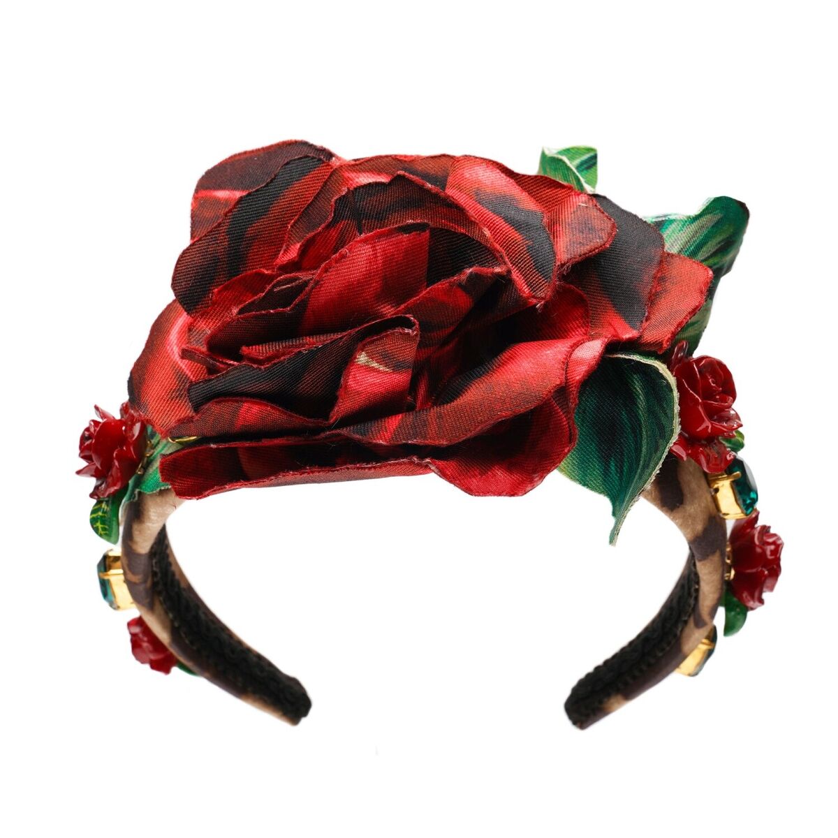DOLCE & GABBANA Leopard Kristall Rose Seide Tiara Haarreif DOLCE & GABBANA Leopard Kristall Rose Seide Tiara Haarreif