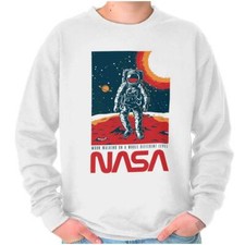 NASA Astronaut Spaceman Man On The Moon Gift Womens or Mens Crewneck Sweatshirt