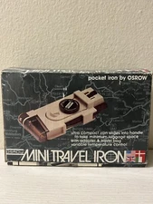 Vintage 1984 Osrow Mini Travel Pocket Iron w/ Travel Bag Instructions Reg Card