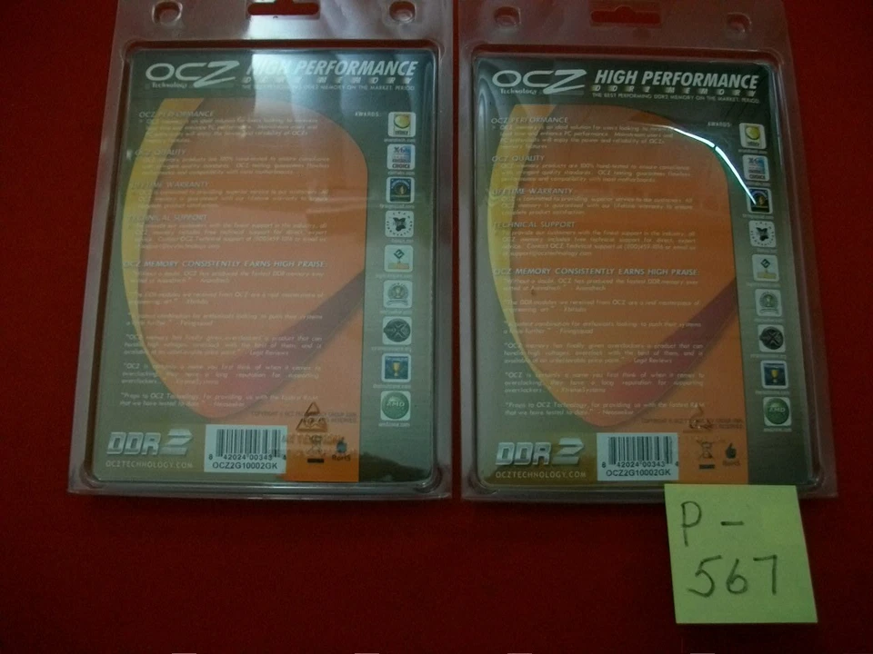 2-BRAND NEW OCZ TECHNOLOGY DDR2 DUAL CHANNEL KITS #PC2-8000 1GB EL GOLD XTC BNIP - Image 2 of 4