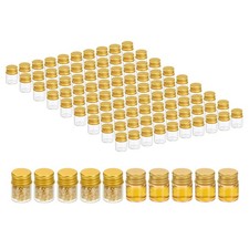 5ml Clear Glass Vials 100 Pack Small Liquid Sample Vial with Screw Caps Golden