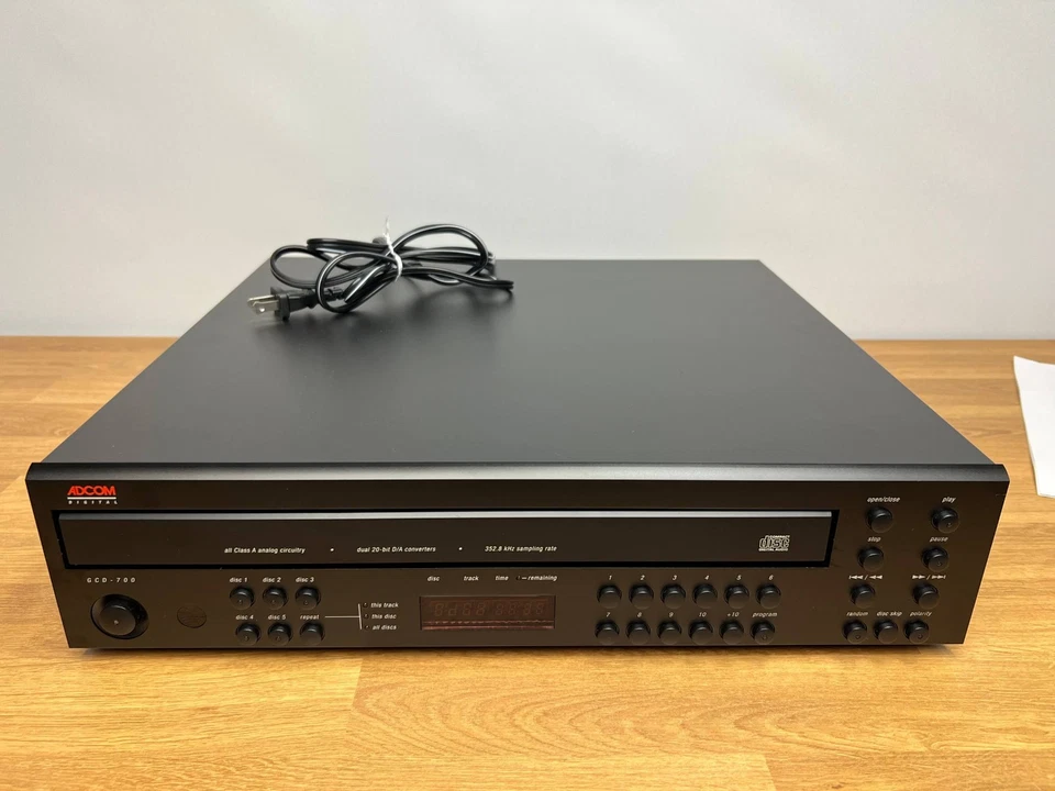 Adcom GCD-700 5-Disc CD Changer Player w/ Manual – Powers On, AS-IS Parts Repair - Image 3 of 4