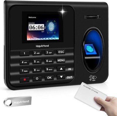 HapAttend H4 Fingerprint Time Clock RFID PIN Employee Attendance Machine