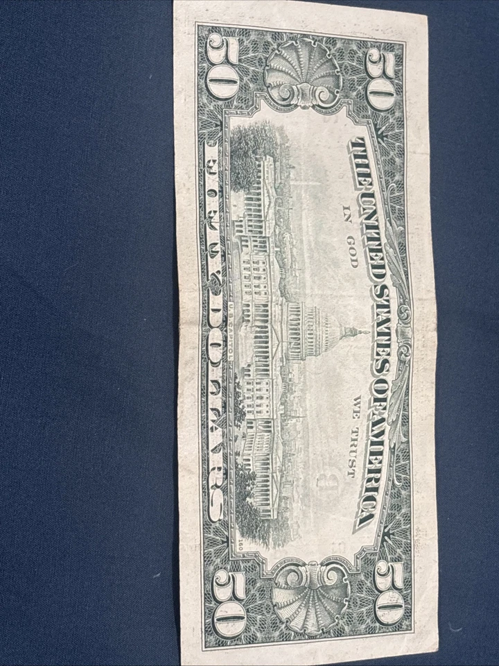 1990 $50 Fifty Dollar Bill Vintage Style - Image 2 of 2