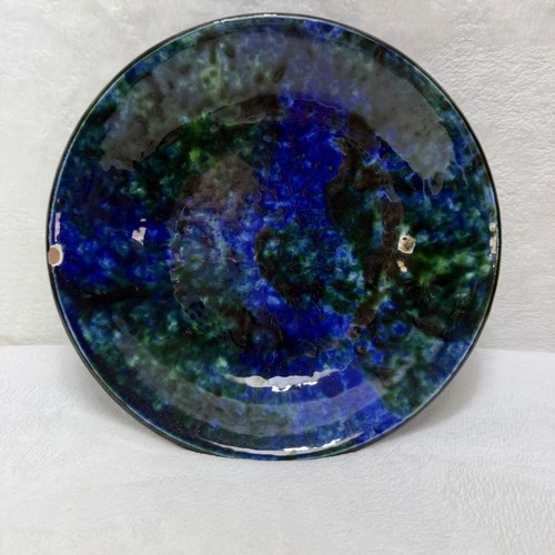 Stangl Pottery Mediterranean Blue Green Mottled Shallow Bowl Plate 8" *See Read