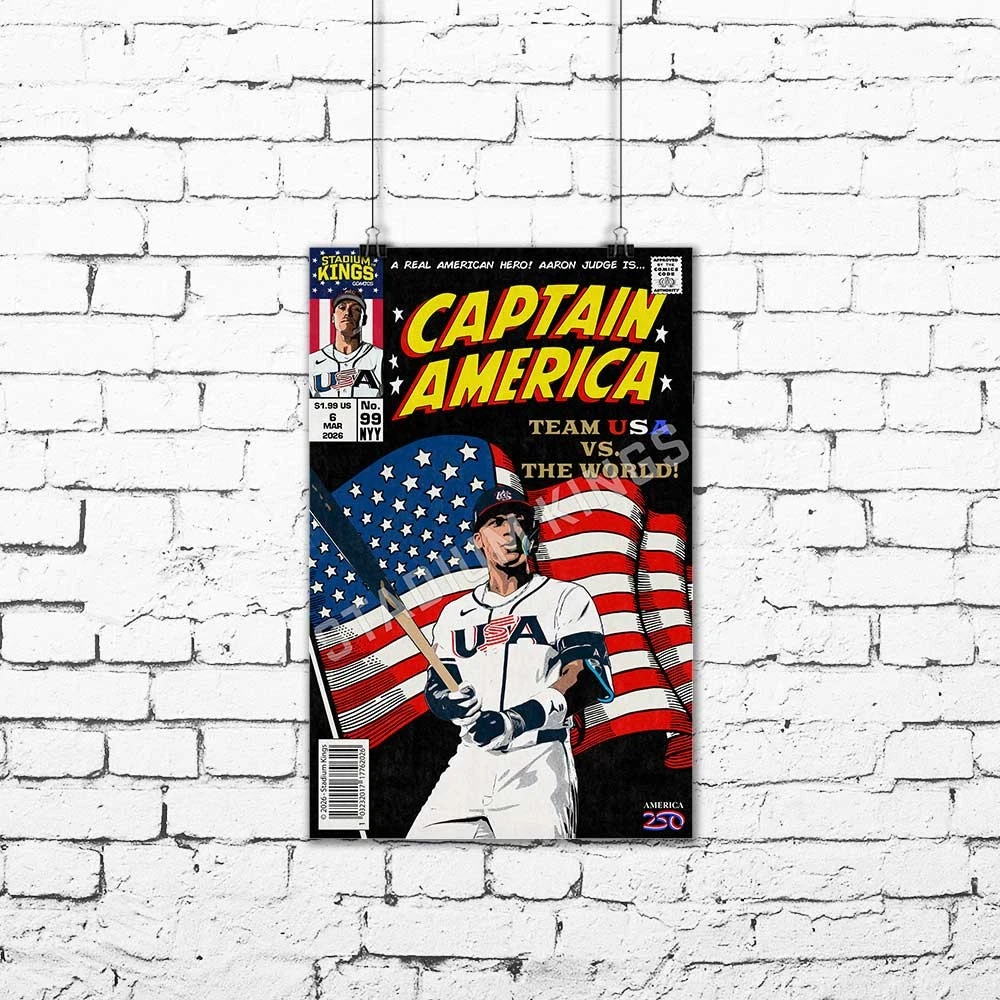 Aaron Judge Captain America 2026 Team USA Baseball Comic Book Poster