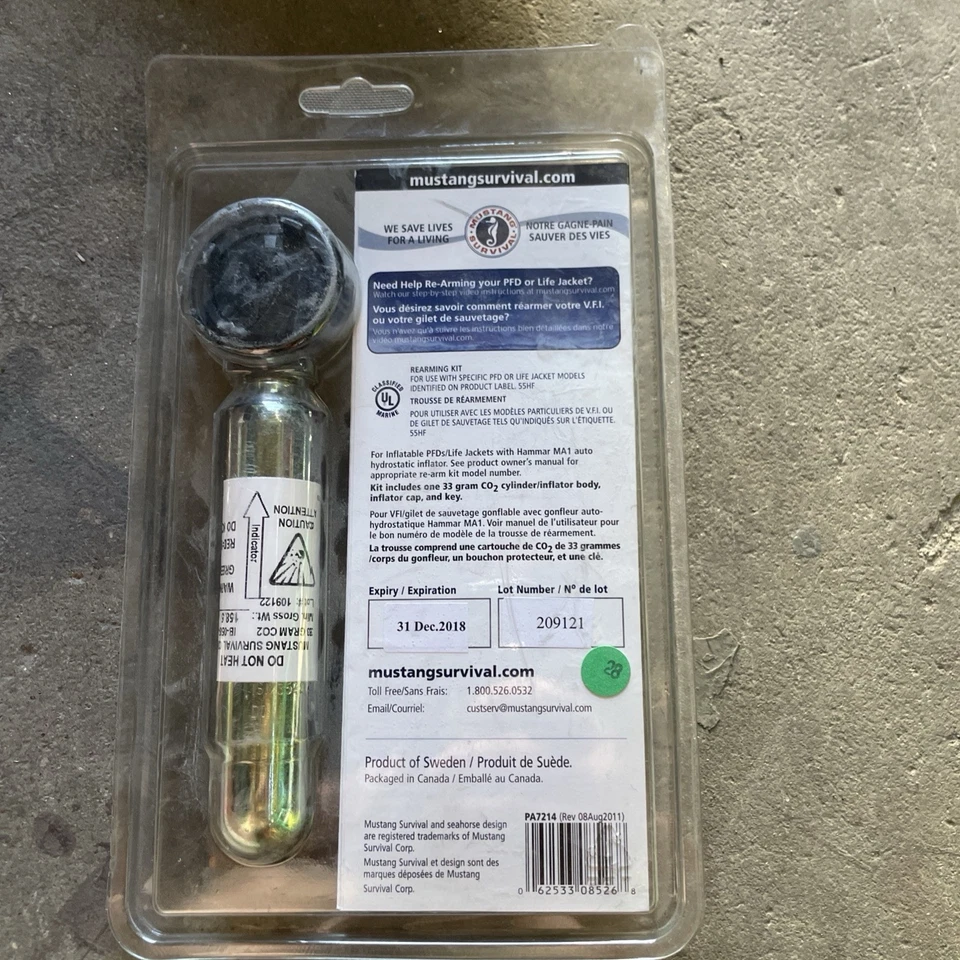 Kit de rebrazo inflador hidrostático Mustang Survival MA7214 automático para barco Md3188v01 Foto 2 de 2