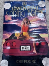 Vtg 84 Spring Break South Padre Island Texas Corvette Lowenbrau Girl Poster BLH