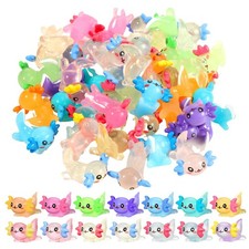 49 Pcs 14 Colors Mini Axolotl Figures Color and Luminous Mini Resin Axolotl G...
