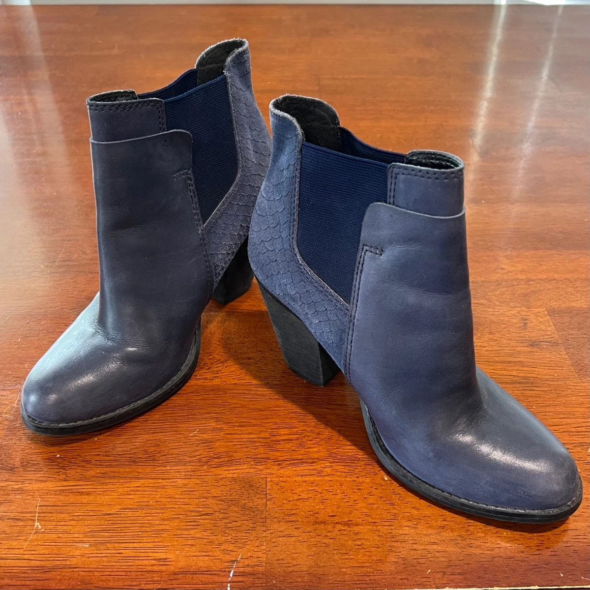 Navy and yellow Aldo ankle boots ALDO Genuine Leather Ankle Boots 3.5” Heel Dark Beige  main image 4