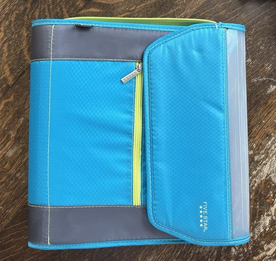 #ad #ad Mead Five Star 3quot; 3 Ring Pencil Storage Accordion Zip Up Binder Teal Lime ‘16 $23.00