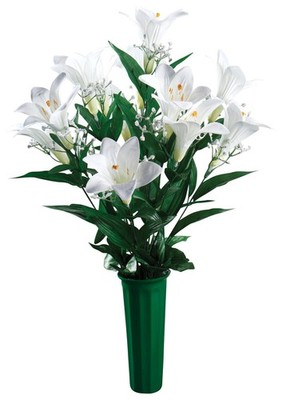 Easter Lily Memorial Bouquet by OakRidge -- Silk Floral Décor, 23  High