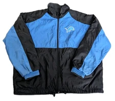 Vtg G III Carl Banks Detroit Lions Reversible Full Zip Jacket Mens Sz L Nylon 