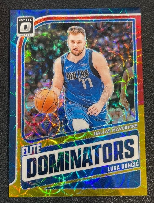 Luka Doncic 2024-25 Panini Donruss Optic Elite Dominators Yellow Red /99 #10