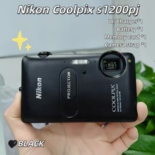 Nikon Coolpix s1200pj 14.1 MP Black Compact Digital Camera w/Battery English