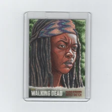 WALKING DEAD SEASON 4 MICHONNE SKETCH CARD BY ARTIST NATHAN NELSON  1/1!
