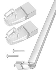 30" Long Chrome Framed Sliding Shower Door Towel Bar Kit - Clear Acrylic Brac...