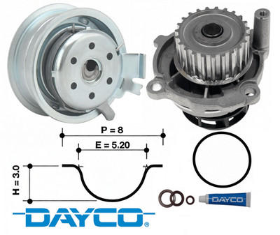 TIMING BELT KIT WITH WATER PUMP FOR AUDI A3 8L 8P AEH AKL AVU BFQ BGU BSE 1.6 I4
