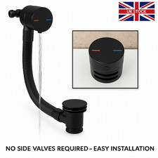 Black overflow bath filler and click clack waste -DIRECT HOT/COLD FEED-No Divert