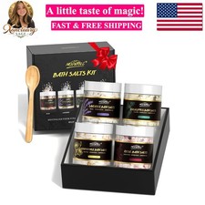 Epsom Bath Salts Gift Set for Soaking 4pcs Bath Salts with Essential Oils for...
