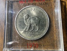 1970  ISLE OF MAN  ONE CROWN  COMMEMORATIVE MANX CAT   UNC