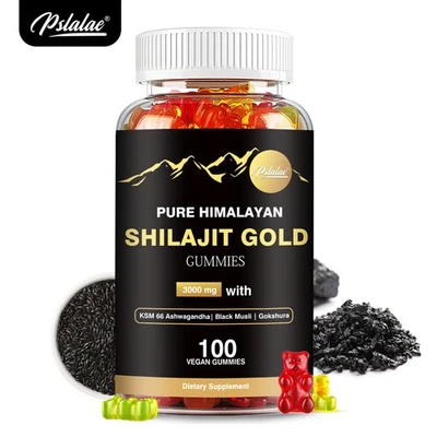 PSLALAE Shilajit Gold Rubberes - Ashwagandha - Booster di Testosterone, Salute Muscolare