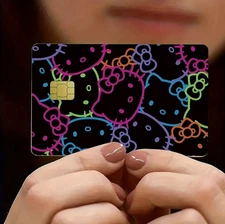 Sanrio Hello Kitty NEON Black Love Bow Credit Debit Card Skin Cover Sticker 1PC