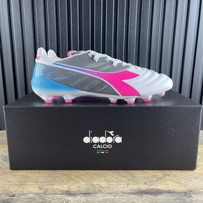 Diadora Brasil Elite Veloce GR ITA LPX Sz 8.5 Mens White Pink Blue Soccer Cleat