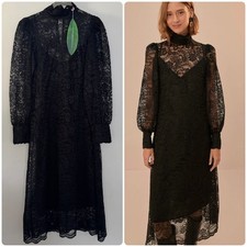 Farm Rio Lace Midi Dress in Black