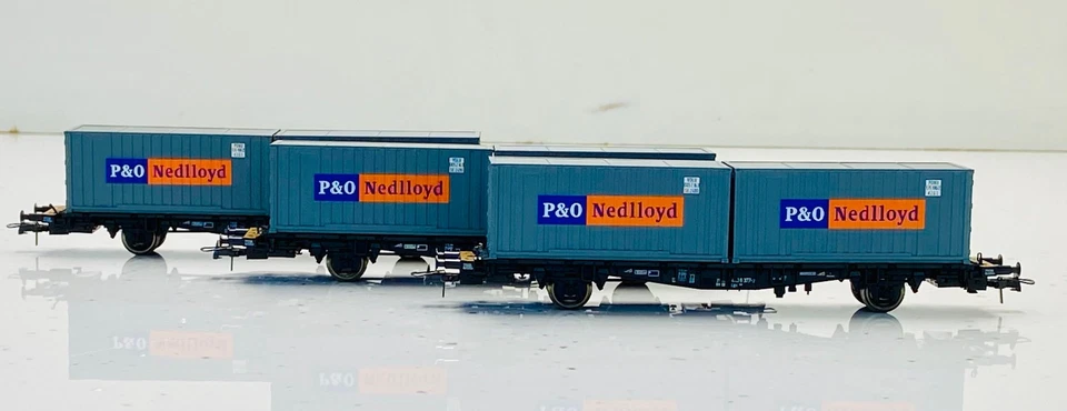 Roco 47595 4Rad 40' Containerwagen mit 2 X P&O Nedlloyd Containern X 3 - HO - Bild 3 von 4