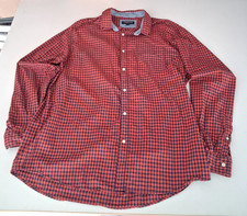 Country Road Men XXL Gingham Check Button Up Shirt Red Navy Blue Long Sleeve