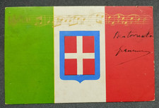 Cartolina Bandiera Italiana Stemma Savoia con Note Inno - Viaggiata Fine 800