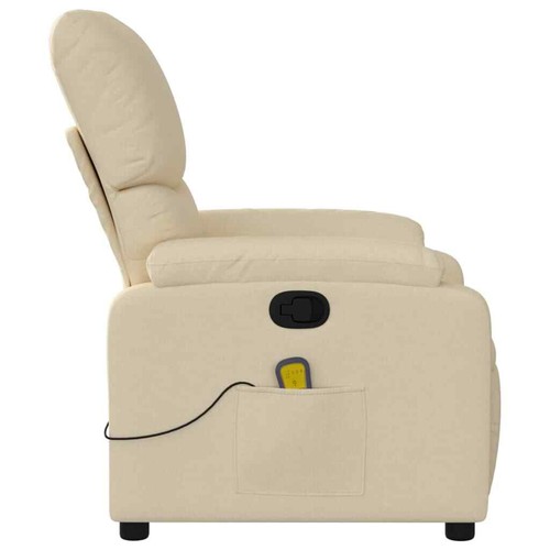 Massage Recliner Chair Cream Fabric vidaXL - Picture 8 of 12