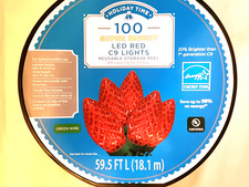 Red C9 LED Lights Holiday Time 100 Count Diamond Cut Super Bright NEW