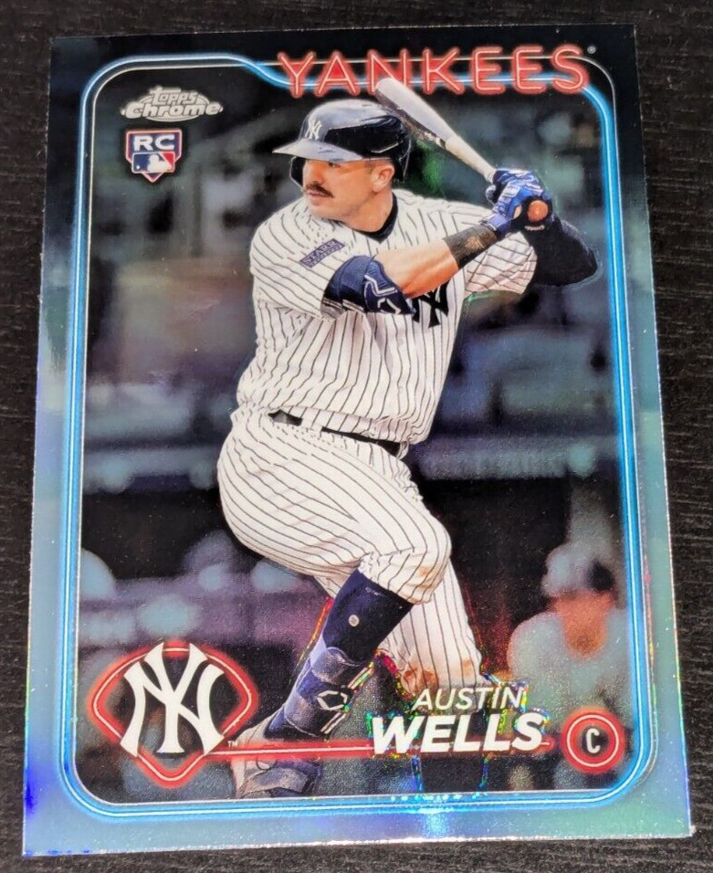 Austin Wells New York Yankees  RC Rookie 2024 Topps Chrome Rookie Refractor #281
