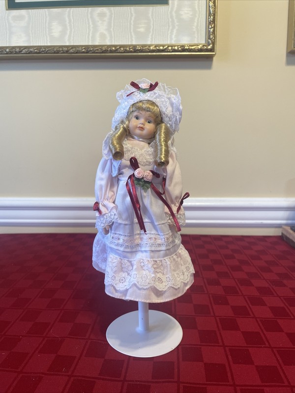 VINTAGE Fibre-Craft Blonde-Haired Doll on Stand - Doll (Alone) Is About 8” Tall