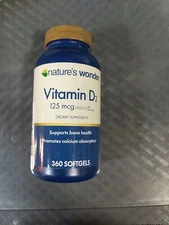 Vitamin World Vitamin D3 125 mcg (5000 IU) Per Serving 360 Softgels Exp 4/27 #67