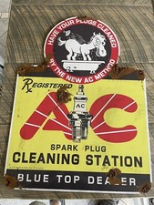 Antique Style-porcelain Look Ac Spark Plug Cleaning Station Dealer Sales Sign
