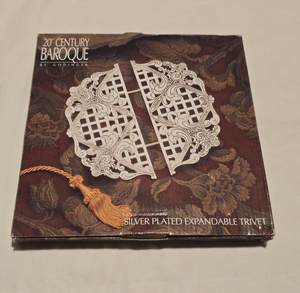 Godinger Silver Plate Expandable Trivet Baroque Revival Ornate Design NEW  - Image 3 of 4