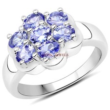 Anello In Argento Sterling 925 Con Gemma Naturale Di Tanzanite Per Donna #4526