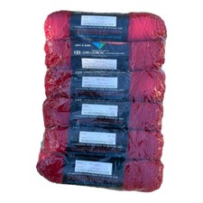 6 Skeins Red Heart Fabulend Yarn Color Scarlet 909 Dye Lot 1176 8949 NOS Sealed