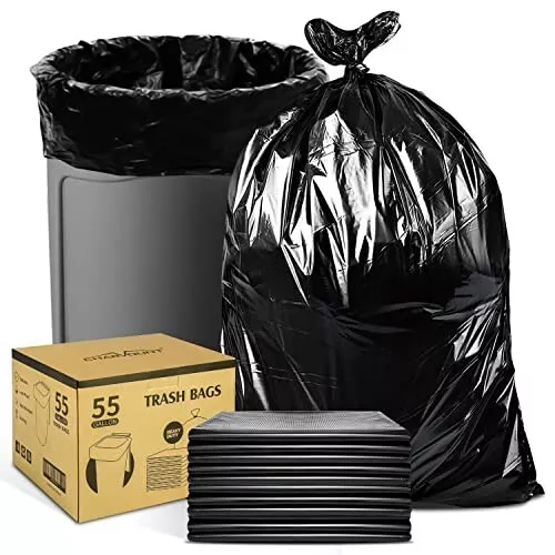 55 Gallon Trash Bags Black Heavy Duty Garbage Bag for Outdoor Yard Work  30Count