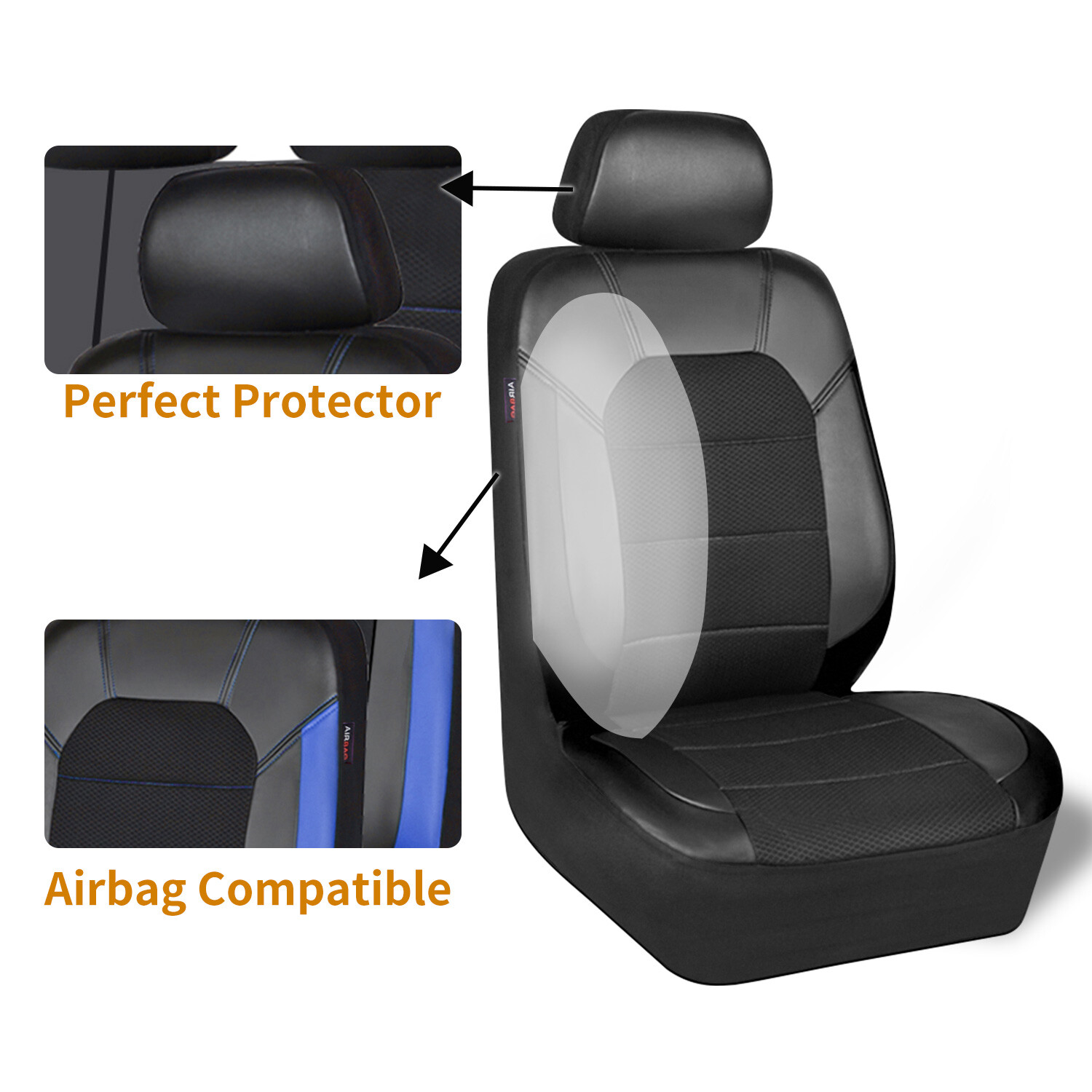 Universal 5 Seat Car Cover Black and Brown PU Leather – Full Auto Parts