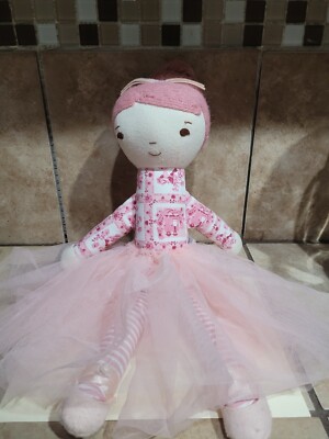 Crate and Kids Pink Ballerina Cloth Doll Yarn Hair with Tutu