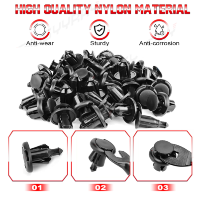 100 Clips De Pare-chocs Honda 10mm - Rivets Push Noirs, Remplacement Direct, Neufs