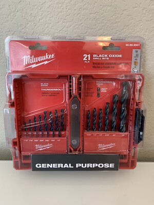 NEW - Milwaukee Twist Drill Bit 3-Flat Shank Self-Feeding Black Oxide (21-Piece)
