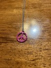 Pink Peace Sign Charm Necklace — photo 1