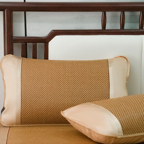 Summer Sleeping Rattan Bed Mat Foldable Nature Bamboo Cool Bed Mat +Pillowcase - Picture 5 of 29