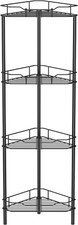 4 Tier Floor Standing Corner Shower Caddy Organizer Shelf with Hooks, Bathroom S